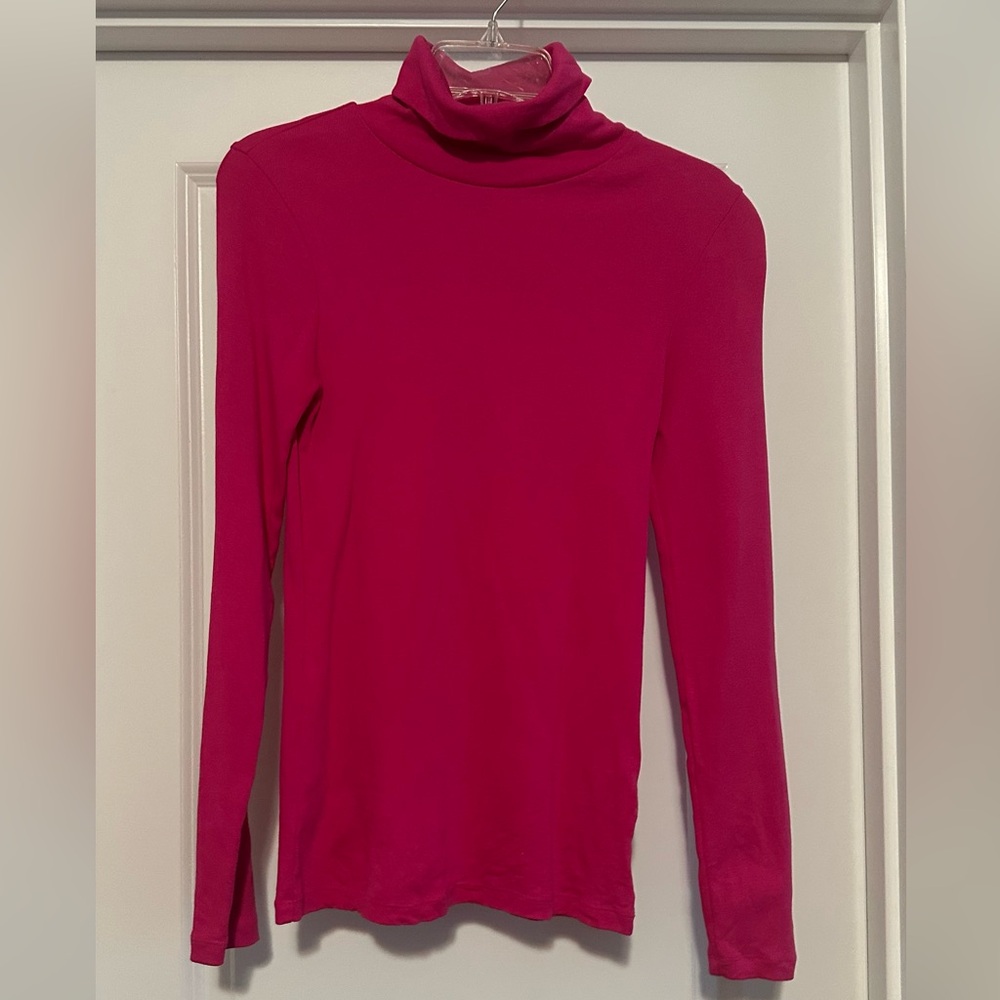 J. Crew Hot Pink cotton Turtleneck Long Sleeve Top